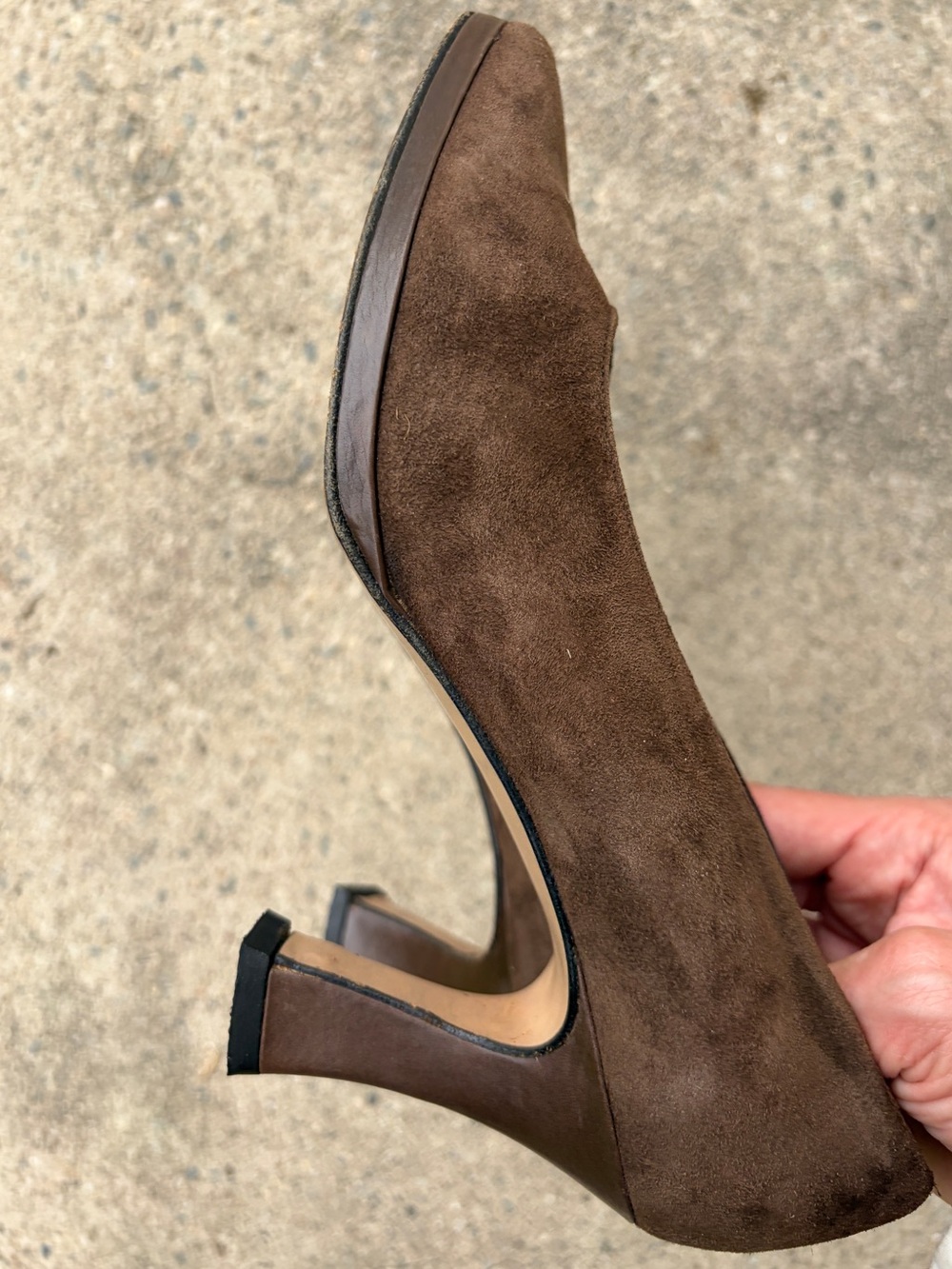Chocolate Brown Italian Suede Heels, 90s Vintage, 7M